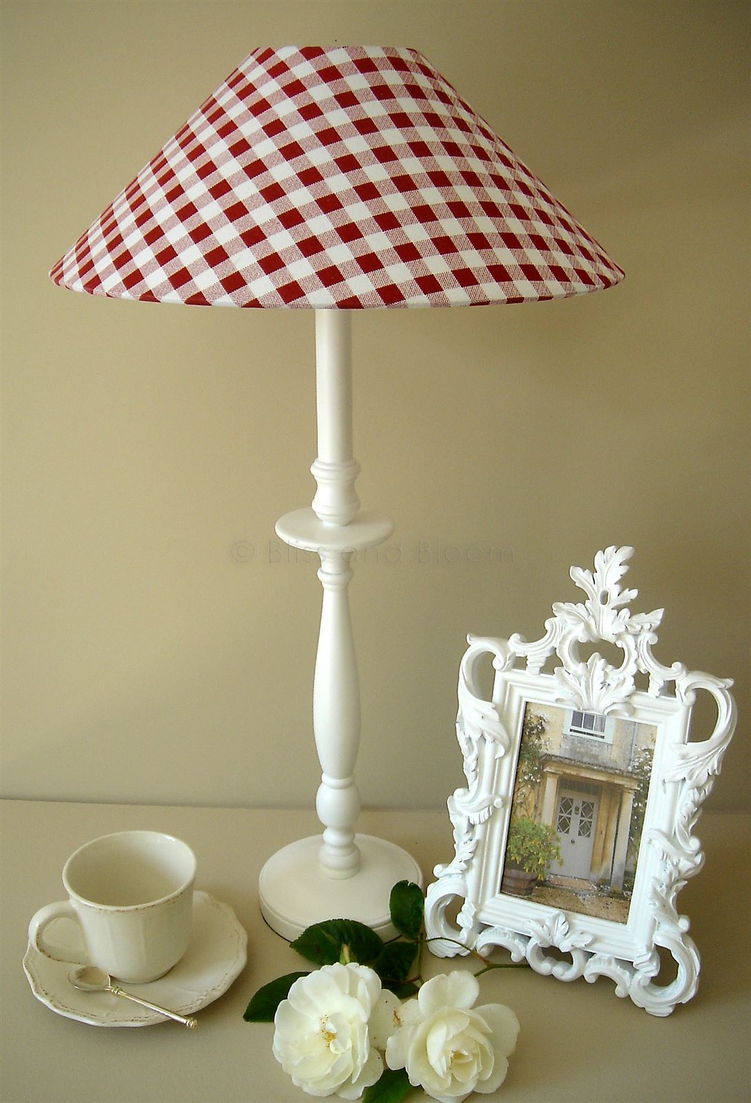 Red gingham lampshade Bliss and Bloom Ltd